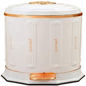 JYDQM Trash Can Home Office White Pedal Trash Can, Metal with Plastic Inner Bucket European Style Trash Can Living Room Parlor Cafe Hotel Trash Bin (Color : White, Size : 6L)