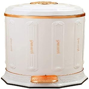 JYDQM Trash Can Home Office White Pedal Trash Can, Metal with Plastic Inner Bucket European Style Trash Can Living Room Parlor Cafe Hotel Trash Bin (Color : White, Size : 6L)