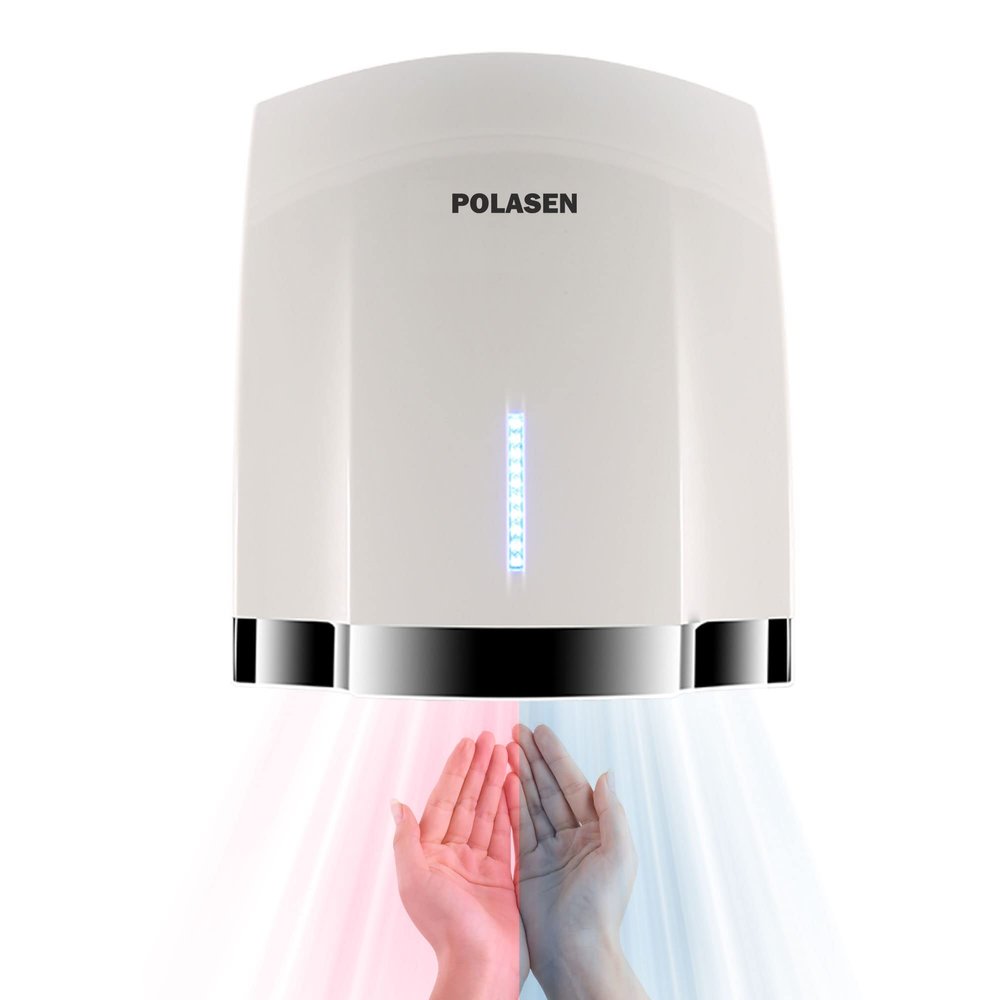 POLASEN Hand Dryer for Home Bathroom White ABS Cover Noise Reduction Easy Installation Plug in for Household