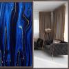 Window Privacy Film Decorative Blue Golden Marble Static Translucent Cling Window Decals Frosted Glass Window Clings Sticker Non-Adhesive Heat Control 35.4'' x 78.7'' view 2