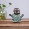 CHBDJY Ceramic Baby Monk Statue, Cute Freedom Buddha Monk Figure, Meditation Positive Zen Monk Tea Pet for Home Office Decor, Microlandscape Decoration Supply view 2
