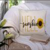 RABUSOFA Hello Sunshine Quote Sunflower Spring Summer Pillow Covers,Seasonal Outdoor Decorative Cushion Case Summer Decorations for Home Sunflower Decor 18x18 Inch view 2