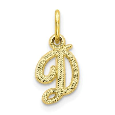 Exclusive Jewelry made of Precious Metals and Stones Real 10K Yellow Gold Initial D Charm; Women & Men Style Exclusive Jewelry-177