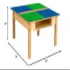 Time-2-Play Kids 35" W Square Blue & Green Activity Play Table, Compatible for Duplo Blocks with Trough & Shelf, Build & Learn Table, Building Blocks Table [14" Long Legs] view 2