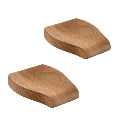 2 Pack Wooden Spoon Rests for Kitchen Counter-Natural Acacia Wood Spoon Holders for Kitchen Counter Protection-Cooking Utensil Rests for Spoon, Ladle, Spatula, Tong-Coffee,Tea Spoon Gadgets Holder
