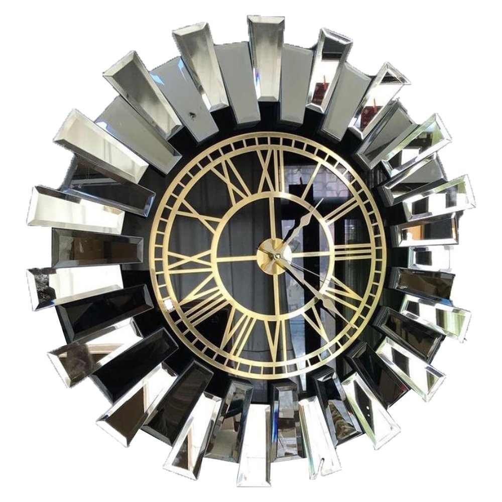 Silver Large Wall Clock for Home Decor, Real Mirrored Clock,Modern Wall Clock Big Silent Non Ticking Clock, Living Room Decoration Kitchen Bedroom - Weigh:9 lbs (19,7 Inches, Silver- Gold)