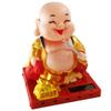 ibasenice Solar Powered Maitreya Buddha Ornament with Nodding Head and Waving Fan 3.93 Inch Solar Fan Figurine for Car Dashboard and Home Desk Decoration view 1