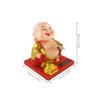 ibasenice Solar Powered Maitreya Buddha Ornament with Nodding Head and Waving Fan 3.93 Inch Solar Fan Figurine for Car Dashboard and Home Desk Decoration view 2