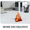 ibasenice Solar Powered Maitreya Buddha Ornament with Nodding Head and Waving Fan 3.93 Inch Solar Fan Figurine for Car Dashboard and Home Desk Decoration view 3