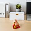 ibasenice Solar Powered Maitreya Buddha Ornament with Nodding Head and Waving Fan 3.93 Inch Solar Fan Figurine for Car Dashboard and Home Desk Decoration view 4