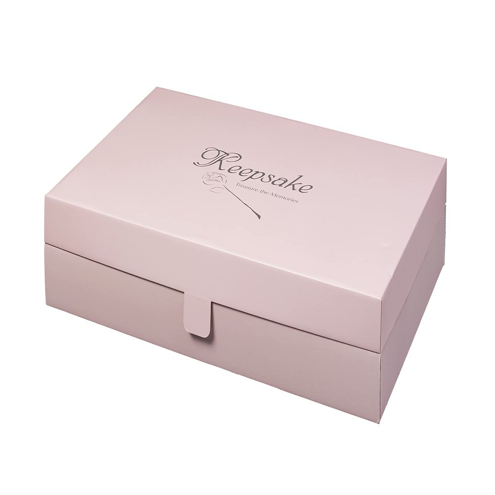 Foster-Stephens Wedding Dress Preservation Kit | Stylish Wedding Gown Garment Storage Box | Closet Storage Organizer for Quilts, Gowns, Dresses, Family Heirlooms | Pink, Large