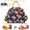 FlowFly Insulated Lunch Bag With Shoulder Strap for Women, Men, and Kids, Large and Reusable, Handle, Freezable Work and School Travel Tote and Meal Prep Organizer,Peony view 2