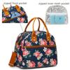FlowFly Insulated Lunch Bag With Shoulder Strap for Women, Men, and Kids, Large and Reusable, Handle, Freezable Work and School Travel Tote and Meal Prep Organizer,Peony view 4