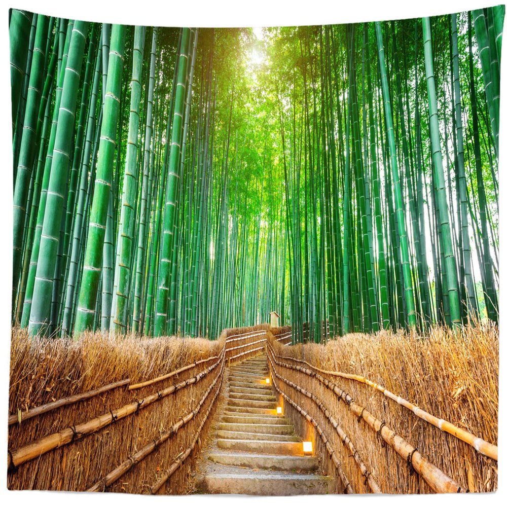 BELECO Bamboo Forest Tapestry Wall Hanging 141x96 Inch Walking Path Nature Park Tapestry Bamboo Trees Spring Scenery Tapestry Wall Decor for Wall Mural Home Bedroom Living Room Dorm Decorations