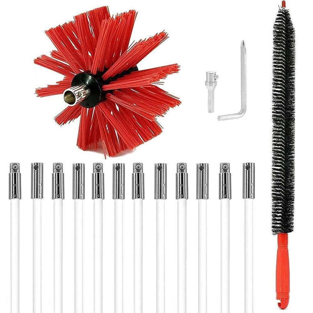 chimney sweep kit Fireplace Chimney Brushes,Dryer Vent Cleaning Kit,Flexible Lint Brush With Drill Attachment For Faster Cleaning,Range Hoods Tubes Cleaning Tool Kits ( Color : 12X , Size : 610mm )