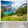 BELECO Mountain Lake Scenery Tapestry 141x118 Alps Mountains Wall Tapestry Blue Lake Green Forest Pine Trees Nature Landscape Tapestry Wall Hanging for Bedroom Living Room Dorm Decor Home Decor view 2