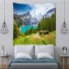 BELECO Mountain Lake Scenery Tapestry 141x118 Alps Mountains Wall Tapestry Blue Lake Green Forest Pine Trees Nature Landscape Tapestry Wall Hanging for Bedroom Living Room Dorm Decor Home Decor view 4