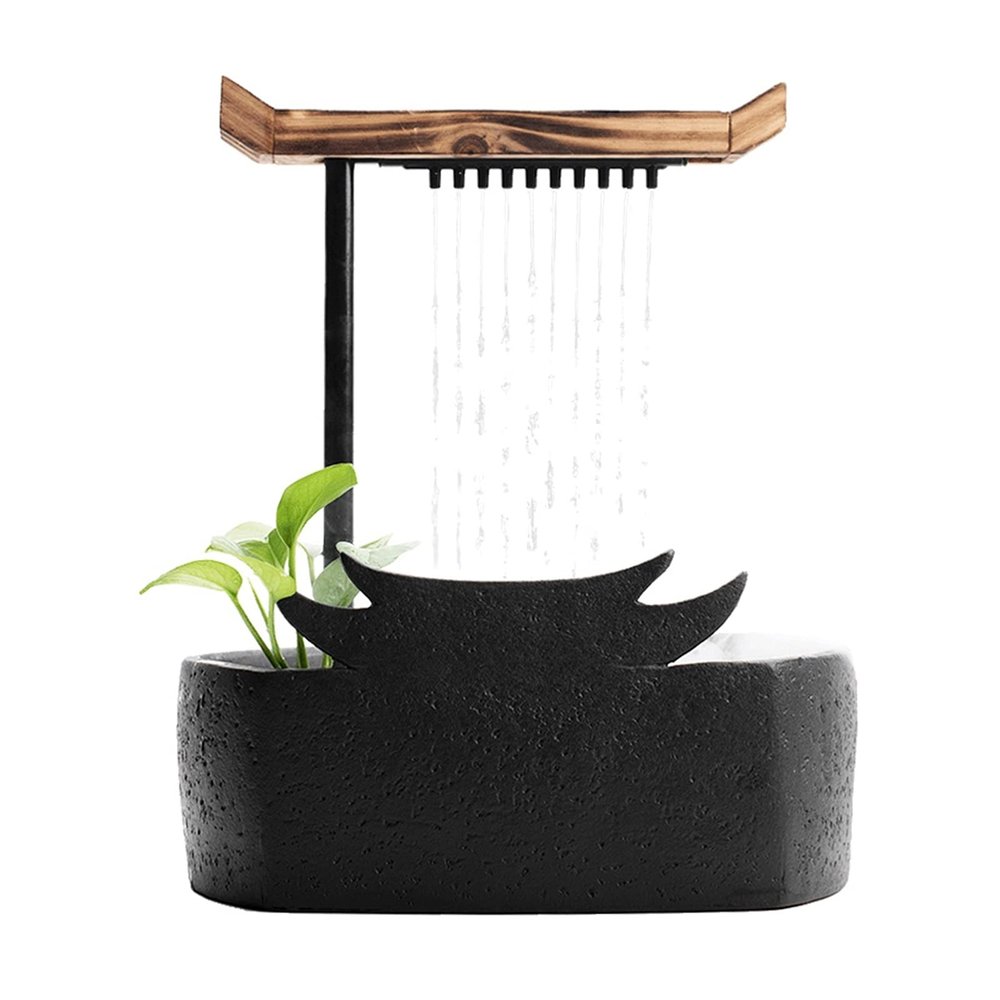 Desktop Fountain Indoor Waterfall Fountain Chinese Style Portable Tabletop Water Fountain Ceramic Circulating Fountain Zen Meditation Waterfall Decoration Tabletop Fountain Waterfall Tabletop Fountain