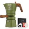 Bincoo 120ML Stovetop Espresso Maker Double Valve Moka Pot with Thermostat Extractor Prevent over-extraction,Italian Espresso Moka Pot with Powder Dispenser and Filter Paper for Home(Green) view 1