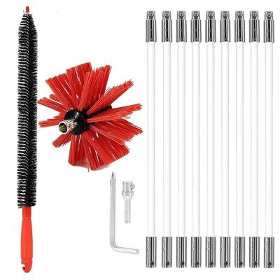 Chimney Sweep kit Chimney Power Sweeping Set, Chimney Brush Drill Powered Rotary Cleaning Sweeping Tool Kits with Dryer Lint Trap Brush and Wrench, Drill Powered Rotary Chimney Brush DIY Set (Color :