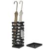 Tudomro Umbrella Stands for Entryway Large Metal Umbrella Holder 6.3 x 5.5 x 16.5 Inches with Removable Water Tray and Hooks Decor Freestanding Rectangular Hollow Rack for Home Office(Black) view 1