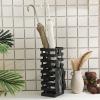 Tudomro Umbrella Stands for Entryway Large Metal Umbrella Holder 6.3 x 5.5 x 16.5 Inches with Removable Water Tray and Hooks Decor Freestanding Rectangular Hollow Rack for Home Office(Black) view 4