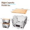 XXL Big Size1 Pack Stackable Wire Storage Baskets with Wood Lid- Pantry Cabinet Organization, Kitchen Counter Basket for Fruit Vegetable -Large Metal Bin for Pantry Organization and Storage, Black view 4