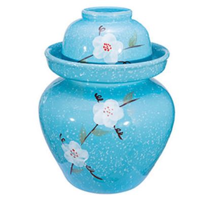 QPZK Cute Traditional Chinese Porcelain Pickle Jar, Ceramic Fermentation Crock Pickling Pot,Fermenting Jar with Water Seal Airlock Lid Stoneware Fermenter for Kimchi Saue 8KG