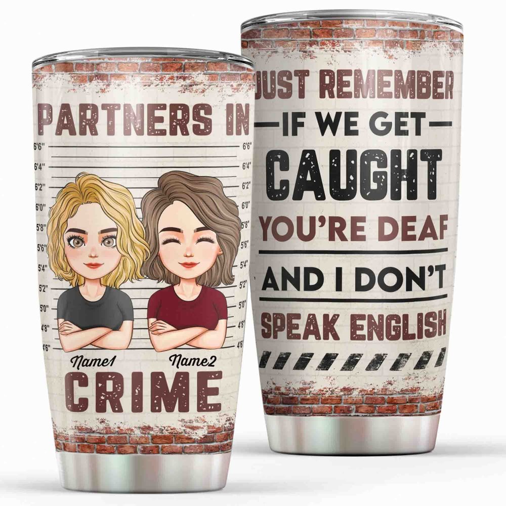 Personalized Best Friend Tumbler Partners In Crime Cup Custom Besties Best Friends Cup To My Bestie Cup Christmas Birthday Gifts For Woman Her Besties Best Friends Tumbler on Birthday Christmas