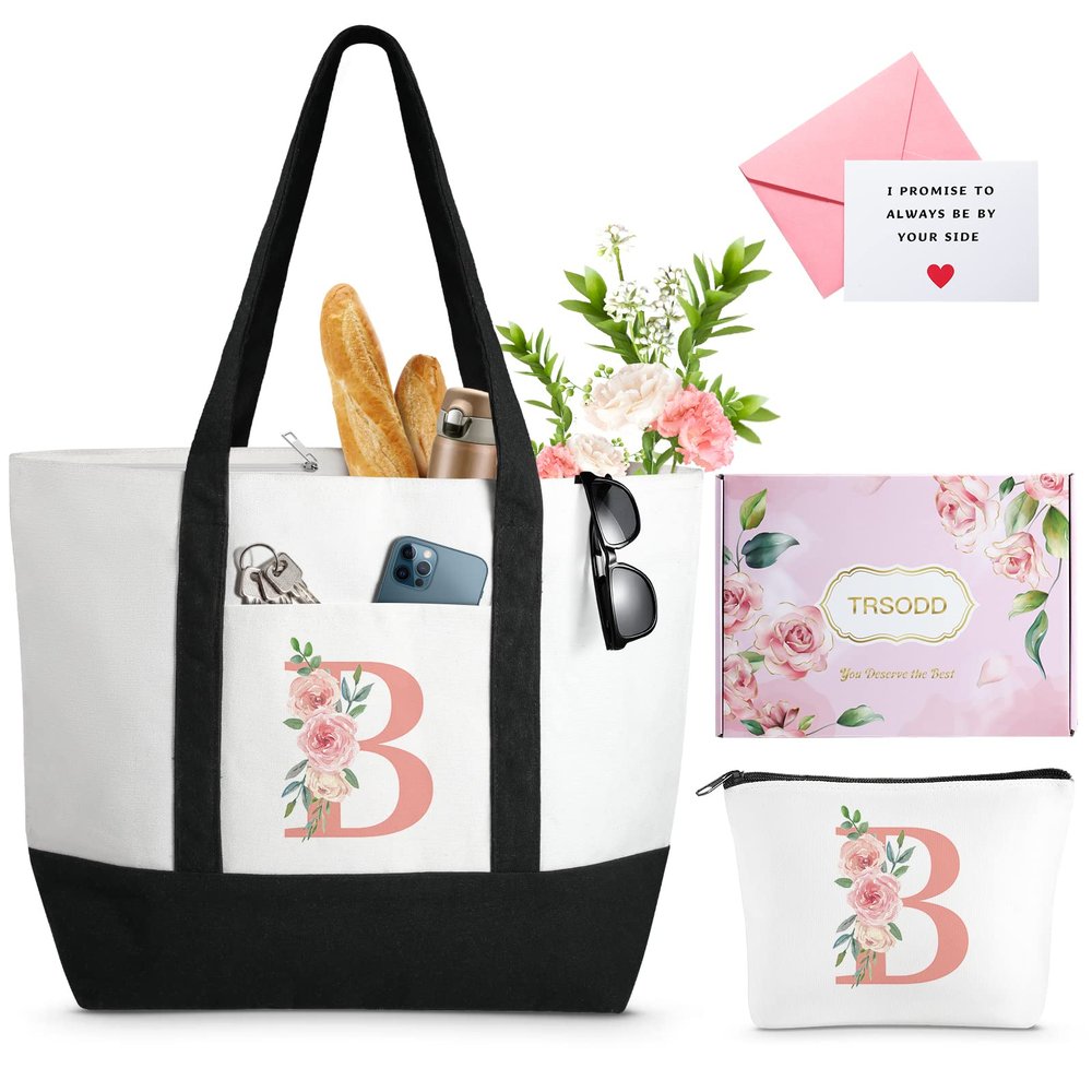 TRSODD Birthday Gifts for Women Mothers Day Gifts for Mom Wife Grandma Daughter Sister Teacher Appreciation Large Tote Bag and Makeup Bag B