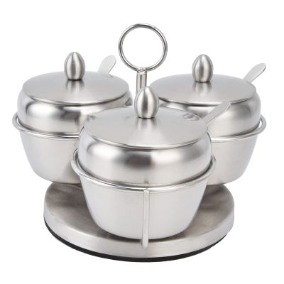 Spice Jars, Portable Durable Stainless Steel Spice Jars Storage Spice Containers with Rotatable Round Stand Seasoning Containers for family kitchens, hotels, restaurants