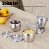 Spice Jars, Portable Durable Stainless Steel Spice Jars Storage Spice Containers with Rotatable Round Stand Seasoning Containers for family kitchens, hotels, restaurants view 2