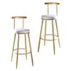 Bar Stools Iron Bar Stool with Back White Leather Mat and Wrought Iron Scaffolding for Counter, Kitchen Breakfast Bar 2 Pcs Set view 1