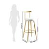 Bar Stools Iron Bar Stool with Back White Leather Mat and Wrought Iron Scaffolding for Counter, Kitchen Breakfast Bar 2 Pcs Set view 2