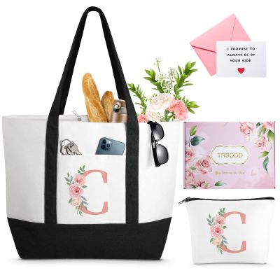 TRSODD Mothers Day Gifts for Mom Large Tote Bag and Makeup Bag Birthday Gifts for Women Wife Grandma Daughter Sister Friends Bridesmaid C