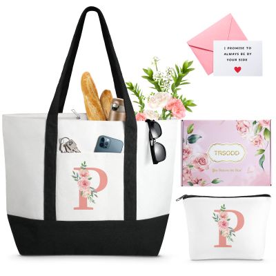 TRSODD Mothers Day Gifts for Mom Large Tote Bag and Makeup Bag Birthday Gifts for Women Wife Grandma Daughter Sister Friends Bridesmaid P