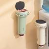 clinmday Paper Cup Dispenser,Multi-Function Wall-Mounted Punch Free Storing Large Capacity,Keep Neat Dustproof Home Paper Cup Container Household Accessories Green view 2
