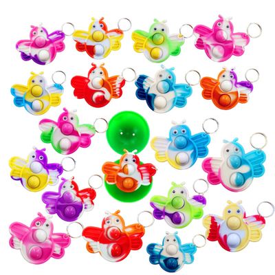 Roaqua (Contains no Egg) 30 Packs Bulk Small Bee Backpack Keychain Mini pop Fidget Birthday Party Favors,Summer Students Bubble Prize