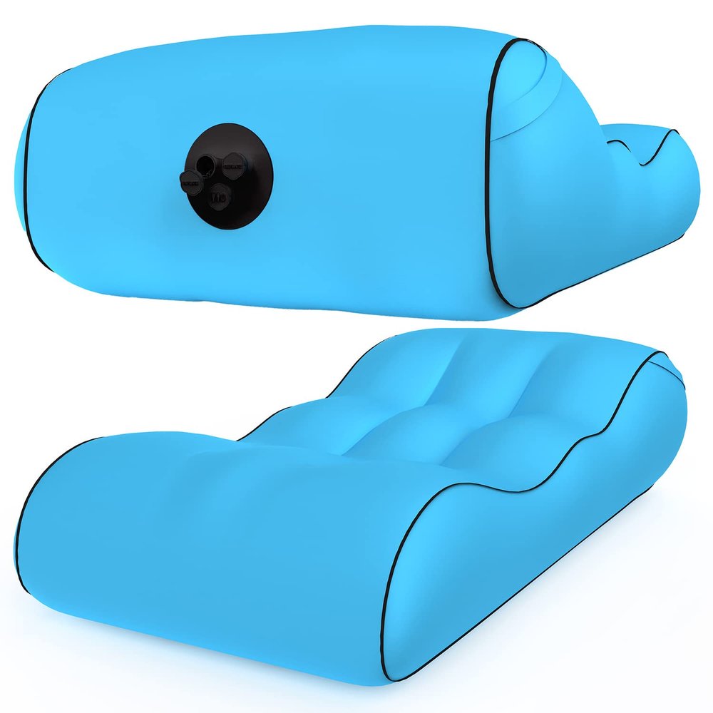 PHASFBJ Inflatable Couch Air Chair, Beach Chair for Water Proof & Anti-Air Leaking Design, Blow Up Chair Indoor & Outdoor, Inflatable Lounger Air Chair Sofa Bed Sleeping Bag Couch,Blue