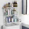 FLOLXNB Over The Toilet Storage,3-Tier Bathroom Organizer Shelves with Paper Holder, Multifunctional Toilet Rack,No Drilling Storage Shelf, Home Storage Space Saver Wall Mounting Design,White view 1