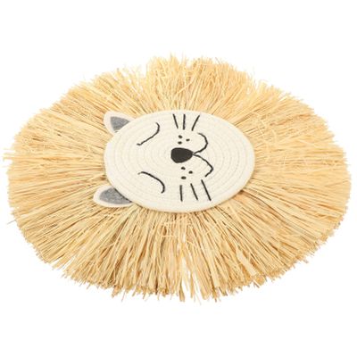 DECHOUS Cartoon Lion Woven Wall Decor Handmade Macrame Lion Head Ornament for Boys and Girls Room Nursery Birthday Party and Home Decoration Soft Rope Design