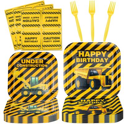 Inspireyee 160 Pack Construction Birthday Party Supplies Dump Truck Construction Birthday Decorations Construction Party Tableware Set - Plate, Napkins Serves 40