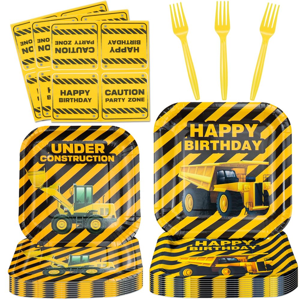 Inspireyee 160 Pack Construction Birthday Party Supplies Dump Truck Construction Birthday Decorations Construction Party Tableware Set - Plate, Napkins Serves 40