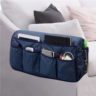 BAGASI Remote Control Holder 8 Pockets Sofa Armrest Organizer, Arm Chair Side Pocket Recliner Couch Storage Caddy for Magazine Tablet and Phone,Navy