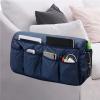 BAGASI Remote Control Holder 8 Pockets Sofa Armrest Organizer, Arm Chair Side Pocket Recliner Couch Storage Caddy for Magazine Tablet and Phone,Navy view 1