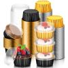 120 Pcs Aluminum Foil Baking Cups Mini Cake Pans with Lids 5 oz Cupcake Liners Disposable Muffin Tins Wrappers Baking Foil Ramekins Pans Aluminum Cupcake Cups for Birthday Party(Black, Gold) view 1