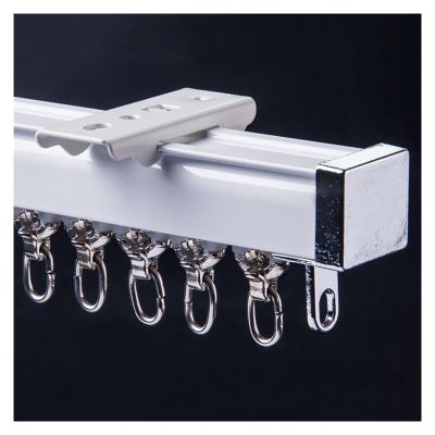 NOIRDA Curtain Track Wall Mount Ceiling Mount, for Space 3.3ft - 16.4ft/1m - 5m Wide, Room Divider Track Set, for Shower Curtain/Privacy/Bay Window/RV Curtain(Color:White - B,Size:5m/16.4ft)
