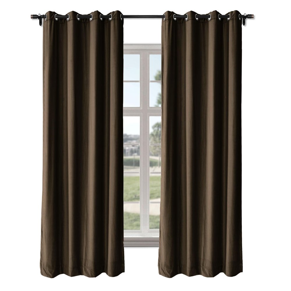 Macochico Extra Wide Velvet Curtains Nickle Grommet Drapery Soft and Luxury Room-Darkening Window Drapes for Living Room Bedroom, Soft and Luxury, 150" W x 96" L, Chocolate,1 Panel