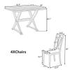 RUNNA Farmhouse Wooden 5-Piece Dining Table Set with Rectangular Table,4 Upholstered Chairs and V-Shaped Backrest,for Small Places Restaurants LivingRoom Furniture (Grey@A) view 3