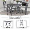 RUNNA Farmhouse Wooden 5-Piece Dining Table Set with Rectangular Table,4 Upholstered Chairs and V-Shaped Backrest,for Small Places Restaurants LivingRoom Furniture (Grey@A) view 4